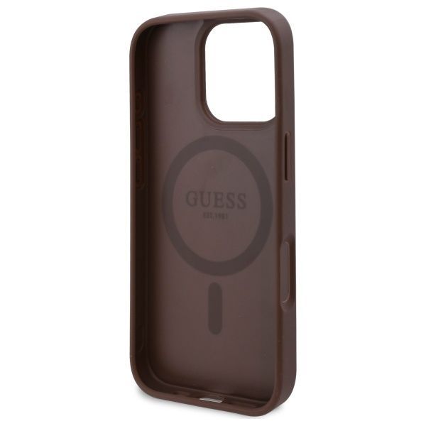 Citas preces Guess Guess GUHMP16XP4ROPEMCW iPhone 16 Pro Max 6.9" brown/brown hardcase 4G Flowers Print MagSafe