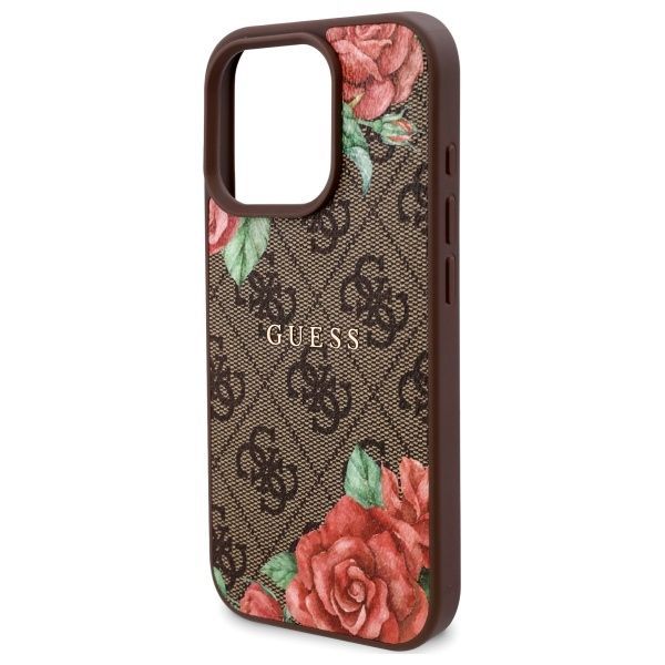 Citas preces Guess Guess GUHMP16XP4ROPEMCW iPhone 16 Pro Max 6.9" brown/brown hardcase 4G Flowers Print MagSafe