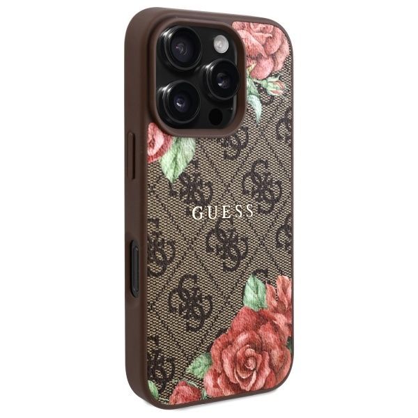 Citas preces Guess Guess GUHMP16XP4ROPEMCW iPhone 16 Pro Max 6.9" brown/brown hardcase 4G Flowers Print MagSafe