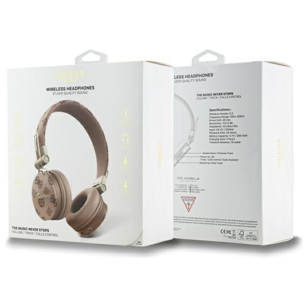 Citas preces Guess Guess Bluetooth ENC GUBH70EPOSMW Brown/Brown Peony Script Round Shape Headphones