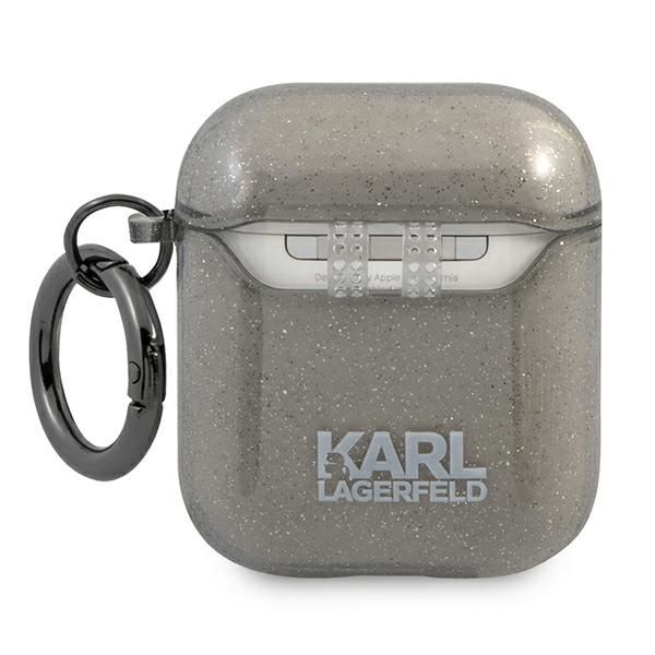 Citas preces Karl Lagerfeld Karl Lagerfeld KLA2UCHGK AirPods 1/2 cover black/black Glitter Choupette