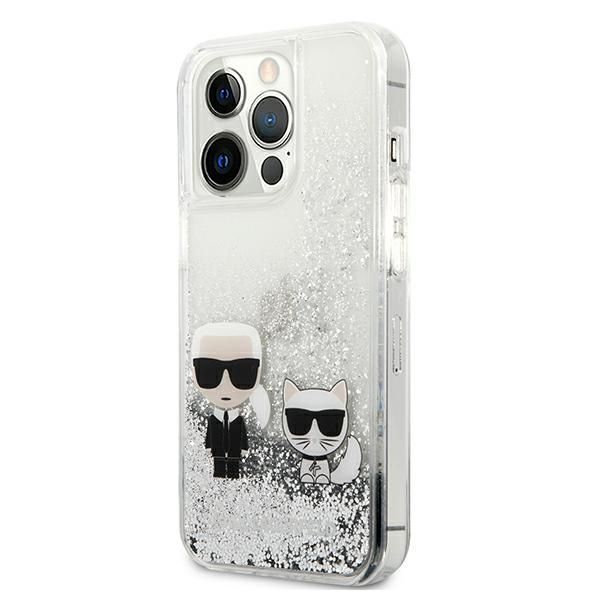 Kitos prekės Karl Lagerfeld Karl Lagerfeld Liquid Glitter Karl&Choupette case for iPhone 13 Pro / 13 6.1" - silver