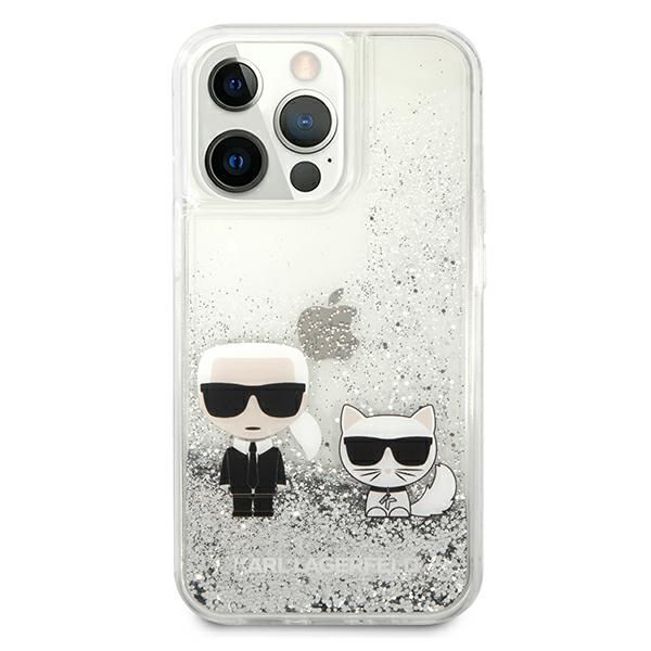 Kitos prekės Karl Lagerfeld Karl Lagerfeld Liquid Glitter Karl&Choupette case for iPhone 13 Pro / 13 6.1" - silver