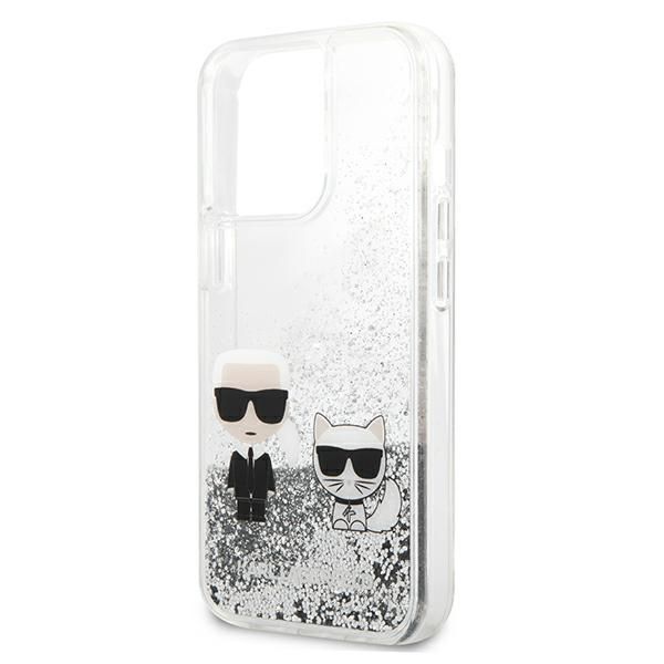 Kitos prekės Karl Lagerfeld Karl Lagerfeld Liquid Glitter Karl&Choupette case for iPhone 13 Pro / 13 6.1" - silver