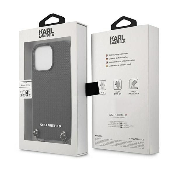 Kitos prekės Karl Lagerfeld Karl Lagerfeld Monogram Plaque Case for iPhone 13 Pro / 13 6.1" - Blackx