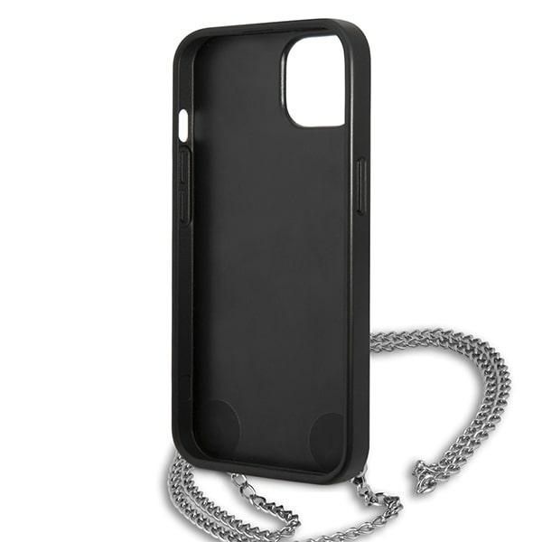 Citas preces Karl Lagerfeld Karl Lagerfeld Leather Textured and Chain Case for iPhone 13 / 14 / 15 6.1" - Black
