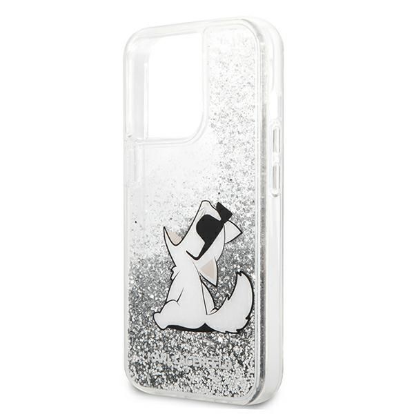 Citas preces Karl Lagerfeld Karl Lagerfeld Liquid Glitter Choupette Fun case for iPhone 13 Pro Max 6.7" - silver