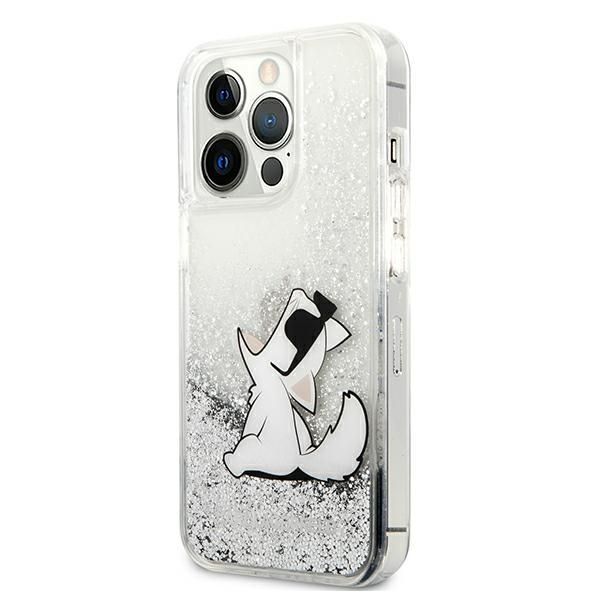 Citas preces Karl Lagerfeld Karl Lagerfeld Liquid Glitter Choupette Fun case for iPhone 13 Pro Max 6.7" - silver