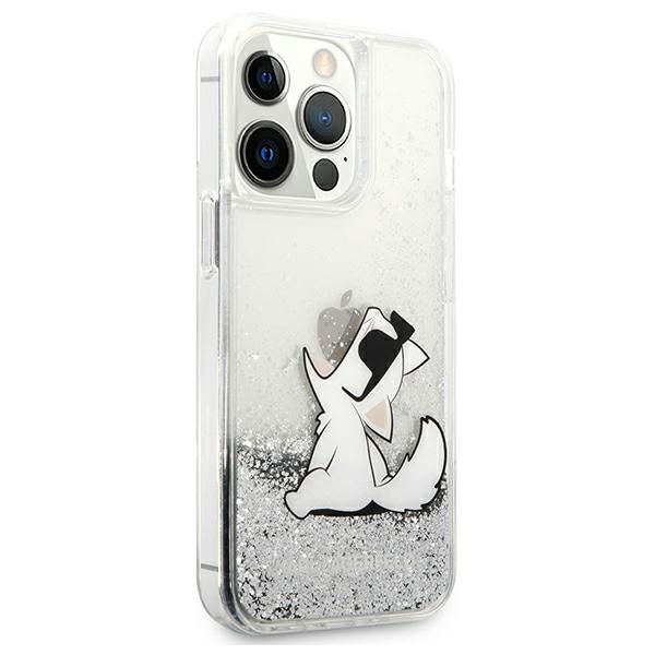 Citas preces Karl Lagerfeld Karl Lagerfeld Liquid Glitter Choupette Fun case for iPhone 13 Pro Max 6.7" - silver