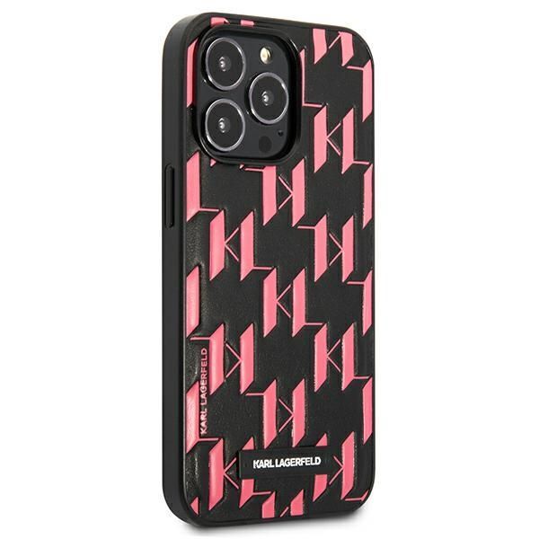 Citas preces Karl Lagerfeld Karl Lagerfeld Monogram Plaque iPhone 13 Pro Max 6.7" Case - Pink