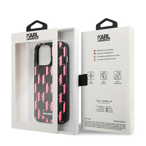 Citas preces Karl Lagerfeld Karl Lagerfeld Monogram Plaque iPhone 13 Pro Max 6.7" Case - Pink