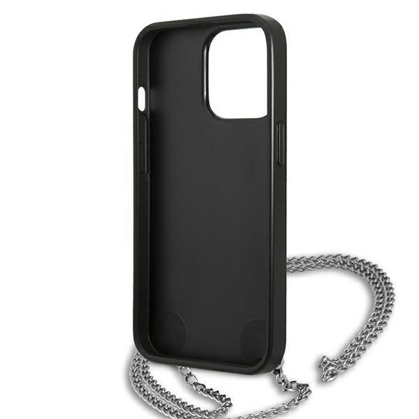 Citas preces Karl Lagerfeld Karl Lagerfeld Leather Textured and Chain Case for iPhone 13 Pro Max 6.7" - Black
