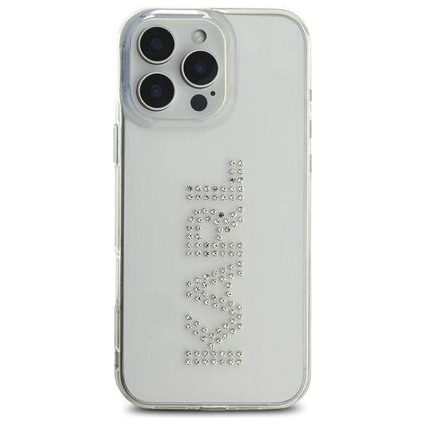 Citas preces Karl Lagerfeld Karl Lagerfeld KLHCP16XHKLSTDCT iPhone 16 Pro Max 6.9" Clear Hard Case IML Rhinestones Logo