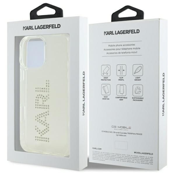 Citas preces Karl Lagerfeld Karl Lagerfeld KLHCP16XHKLSTDCT iPhone 16 Pro Max 6.9" Clear Hard Case IML Rhinestones Logo