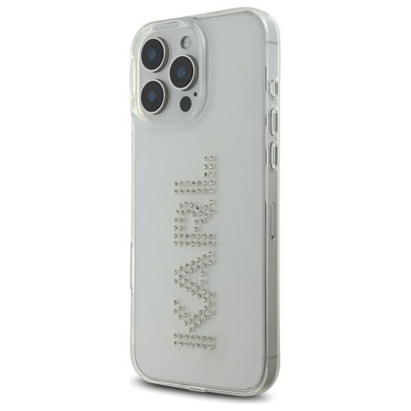 Citas preces Karl Lagerfeld Karl Lagerfeld KLHCP16XHKLSTDCT iPhone 16 Pro Max 6.9" Clear Hard Case IML Rhinestones Logo