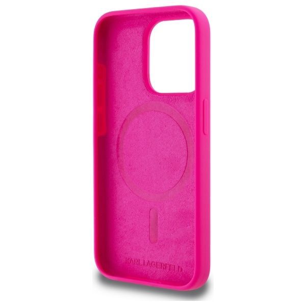 Citas preces Karl Lagerfeld Karl Lagerfeld KLHMP15LSKHPPPLF iPhone 15 Pro 6.1" fuchsia/fuschia hardcase Silicone Karl Head Print MagSafe