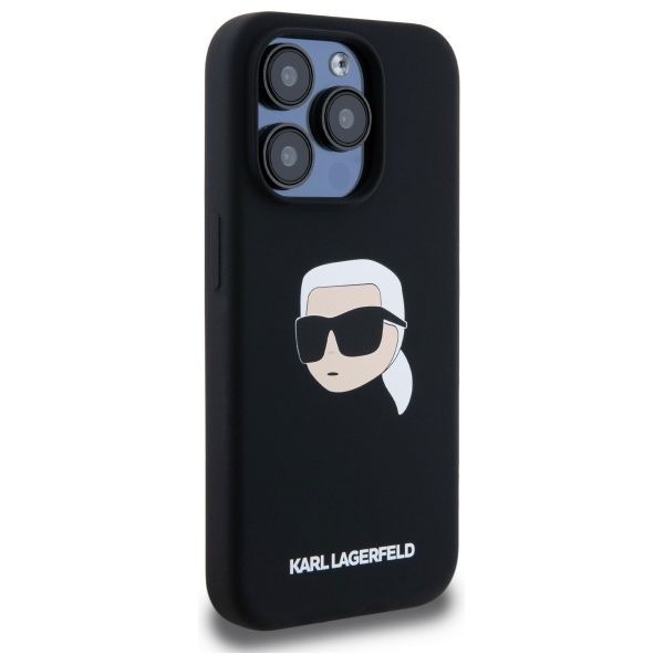 Citas preces Karl Lagerfeld Karl Lagerfeld KLHMP15LSKHPPLK iPhone 15 Pro 6.1" black/black hardcase Silicone Karl Head Print MagSafe