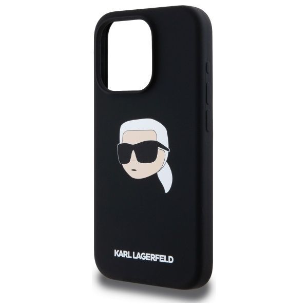 Citas preces Karl Lagerfeld Karl Lagerfeld KLHMP15LSKHPPLK iPhone 15 Pro 6.1" black/black hardcase Silicone Karl Head Print MagSafe