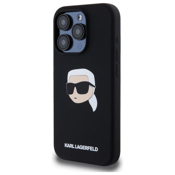 Citas preces Karl Lagerfeld Karl Lagerfeld KLHMP15LSKHPPLK iPhone 15 Pro 6.1" black/black hardcase Silicone Karl Head Print MagSafe
