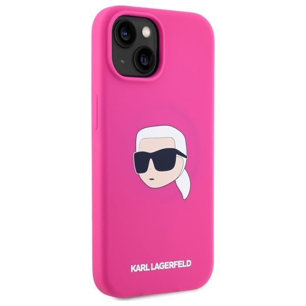 Citas preces Karl Lagerfeld Karl Lagerfeld KLHMP15SSKHPPLF iPhone 15 6.1" fuchsia/fuschia hardcase Silicone Karl Head Print MagSafe