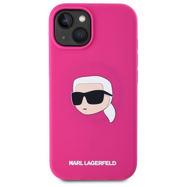 Citas preces Karl Lagerfeld Karl Lagerfeld KLHMP15SSKHPPLF iPhone 15 6.1" fuchsia/fuschia hardcase Silicone Karl Head Print MagSafe