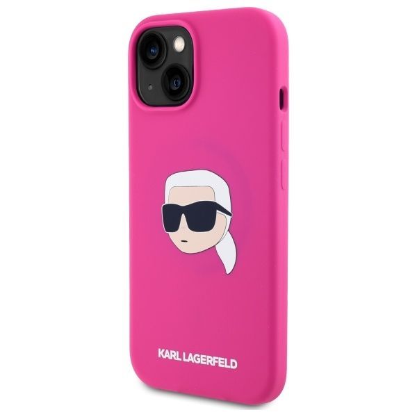 Citas preces Karl Lagerfeld Karl Lagerfeld KLHMP15SSKHPPLF iPhone 15 6.1" fuchsia/fuschia hardcase Silicone Karl Head Print MagSafe