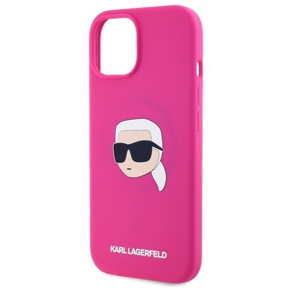 Citas preces Karl Lagerfeld Karl Lagerfeld KLHMP15SSKHPPLF iPhone 15 6.1" fuchsia/fuschia hardcase Silicone Karl Head Print MagSafe
