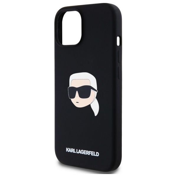 Citas preces Karl Lagerfeld Karl Lagerfeld KLHMP15SSKHPPLK iPhone 15 6.1" black/black hardcase Silicone Karl Head Print MagSafe