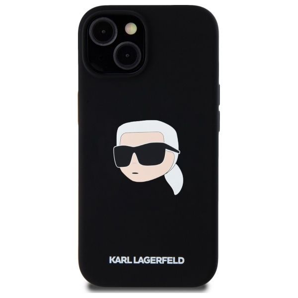 Citas preces Karl Lagerfeld Karl Lagerfeld KLHMP15SSKHPPLK iPhone 15 6.1" black/black hardcase Silicone Karl Head Print MagSafe