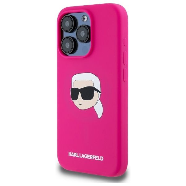 Citas preces Karl Lagerfeld Karl Lagerfeld KLHMP15XSKHPPLF iPhone 15 Pro Max 6.7" fuchsia/fuschia hardcase Silicone Karl Head Print MagSafe