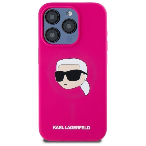 Citas preces Karl Lagerfeld Karl Lagerfeld KLHMP15XSKHPPLF iPhone 15 Pro Max 6.7" fuchsia/fuschia hardcase Silicone Karl Head Print MagSafe