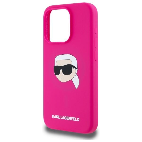 Citas preces Karl Lagerfeld Karl Lagerfeld KLHMP15XSKHPPLF iPhone 15 Pro Max 6.7" fuchsia/fuschia hardcase Silicone Karl Head Print MagSafe