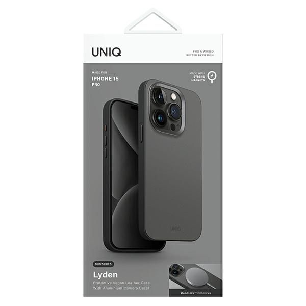 Citas preces UNIQ Uniq Lyden DS iPhone 15 Pro 6.1" Magclick Charging case grey-black/charcoal grey-black