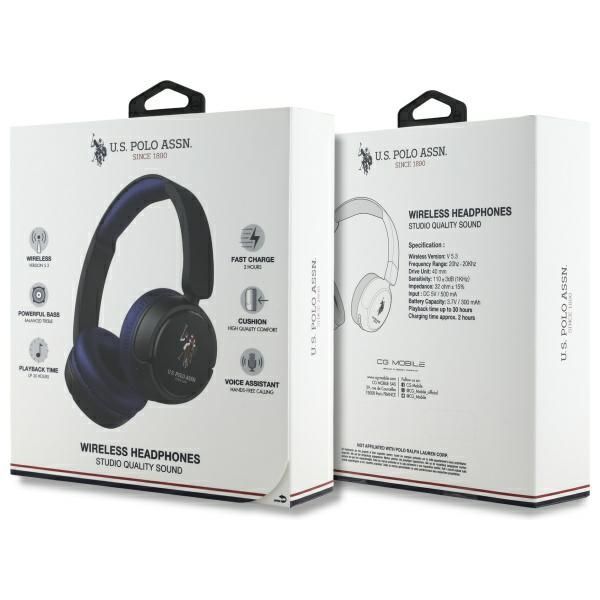 Kitos prekės U.S. Polo PU US Polo Bluetooth On-Ear Headphones USHPV6PCOV Navy DH Color Logo