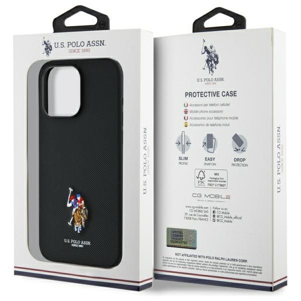 Citas preces U.S. Polo PU US Polo USHCP15XPEMK iPhone 15 Pro Max 6.7" black/black Embroidered DH Color