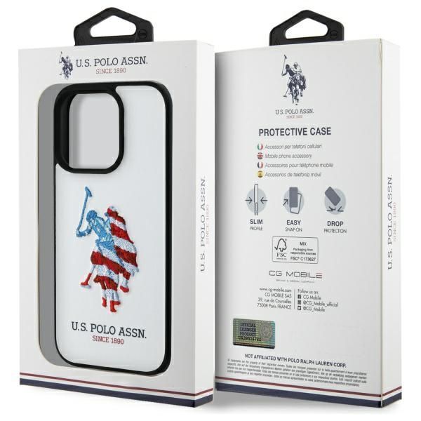 Citas preces U.S. Polo PU US Polo USHCP15XPUSH iPhone 15 Pro Max 6.7" white/white Leather Big DH American Flag