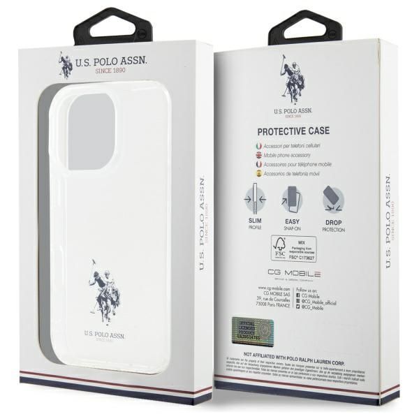 Citas preces U.S. Polo PU US Polo USHCP15XUSMT iPhone 15 Pro Max 6.7" Clear/Transparent IML Printed Double Horse Logo
