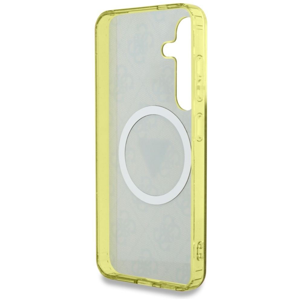 Citas preces Guess Guess 4G Glitter Triangle Buttons MagSafe Case for Samsung Galaxy S25 Brown