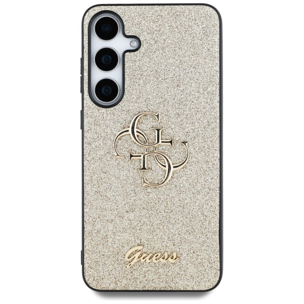 Citas preces Guess Guess Fixed Glitter Big 4G Metal Logo case for Samsung Galaxy S25 gold