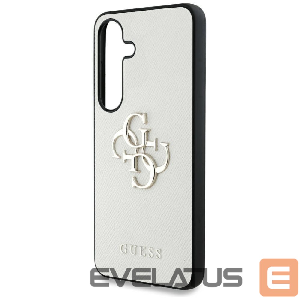 Citas preces Guess Guess Grained Big 4G Logo Small Classic Logo case for Samsung Galaxy S25 beige