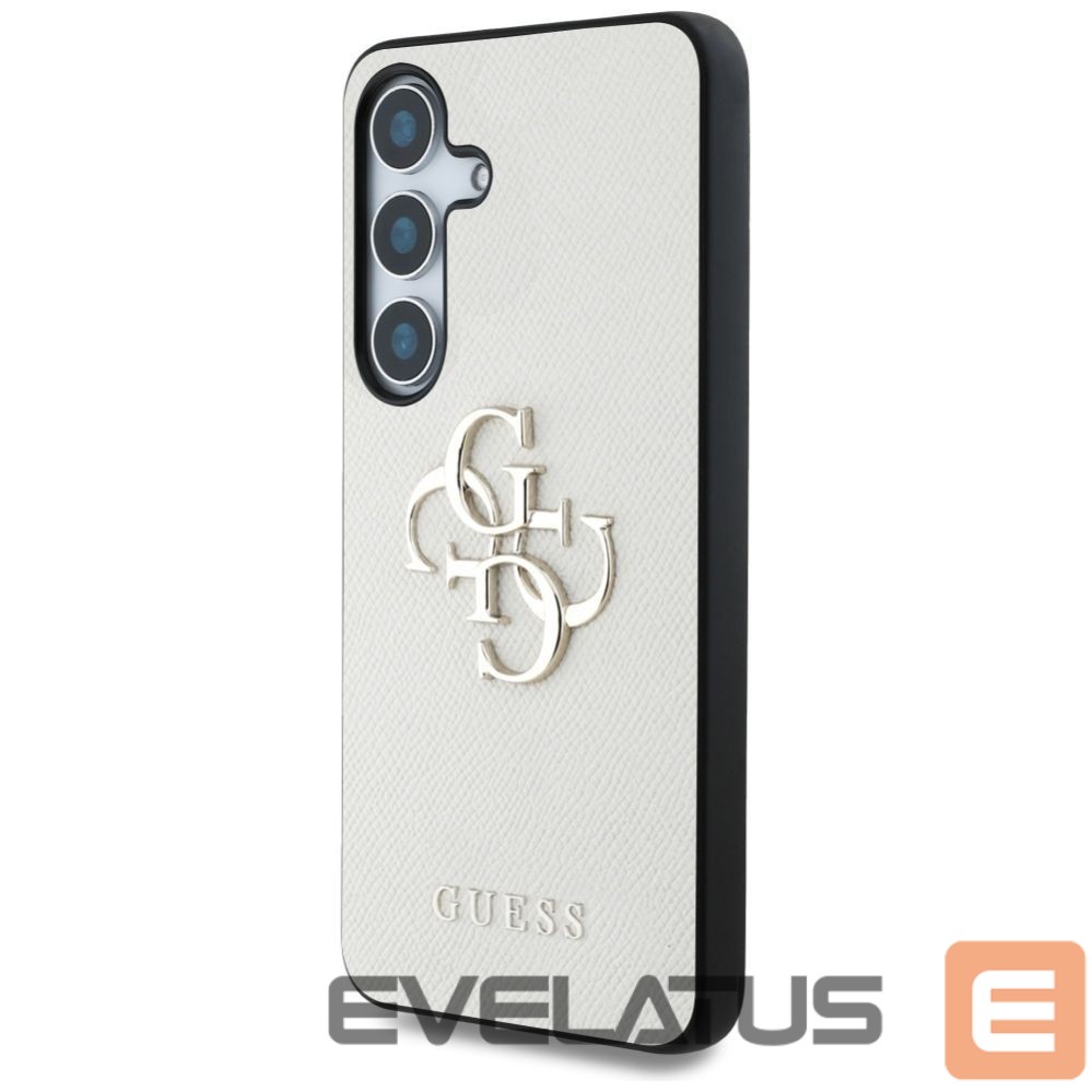 Citas preces Guess Guess Grained Big 4G Logo Small Classic Logo case for Samsung Galaxy S25 beige