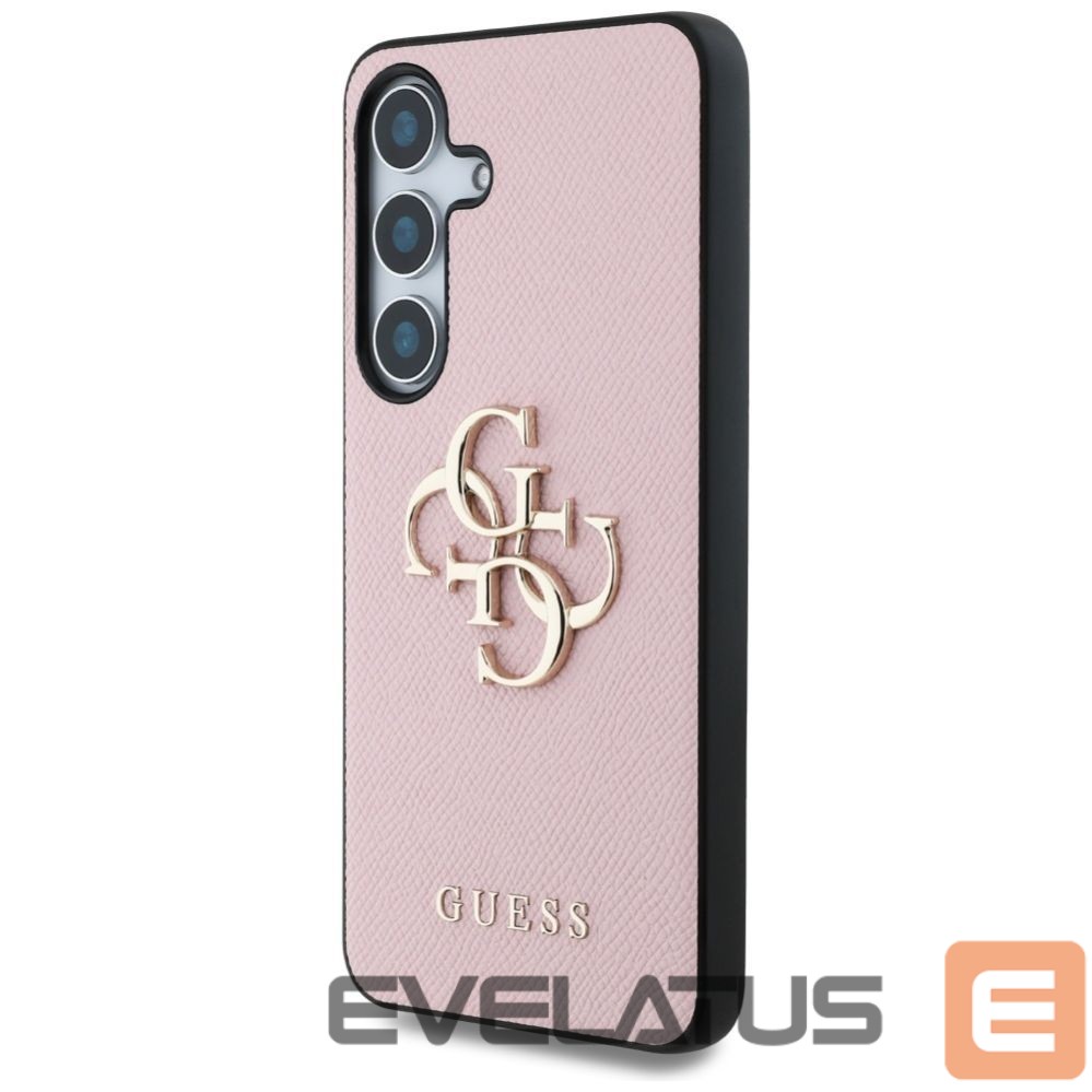 Citas preces Guess Guess Grained Big 4G Logo Small Classic Logo case for Samsung Galaxy S25 Plus pink