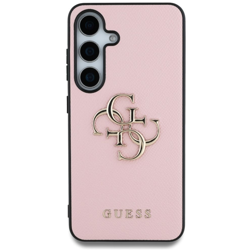 Citas preces Guess Guess Grained Big 4G Logo Small Classic Logo case for Samsung Galaxy S25 Plus pink