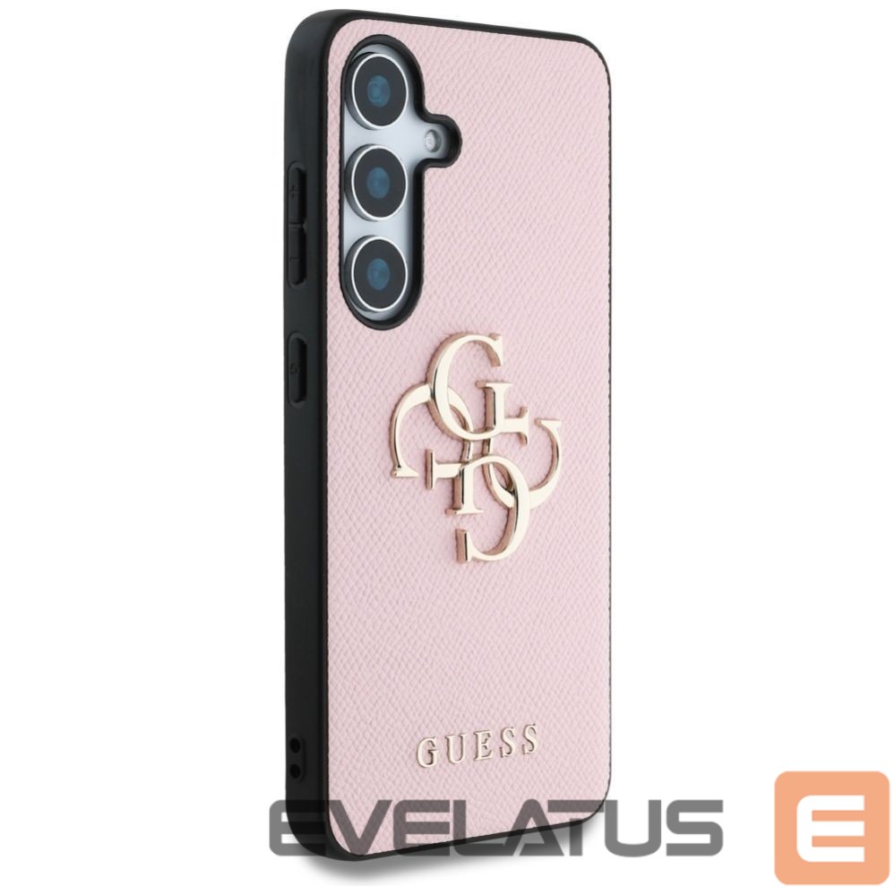 Citas preces Guess Guess Grained Big 4G Logo Small Classic Logo case for Samsung Galaxy S25 pink