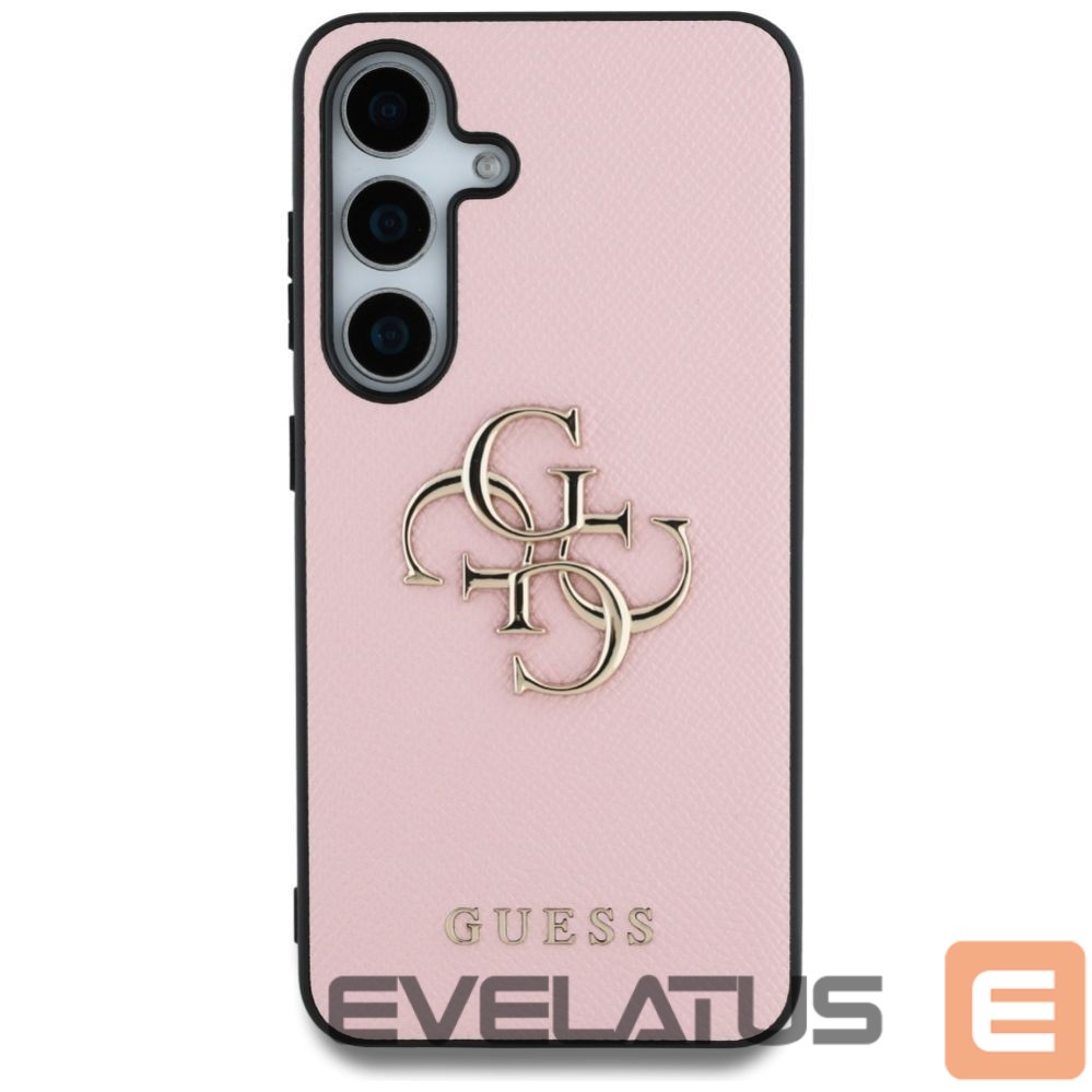 Citas preces Guess Guess Grained Big 4G Logo Small Classic Logo case for Samsung Galaxy S25 pink