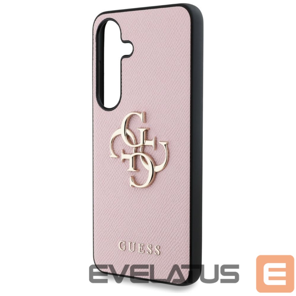 Citas preces Guess Guess Grained Big 4G Logo Small Classic Logo case for Samsung Galaxy S25 pink