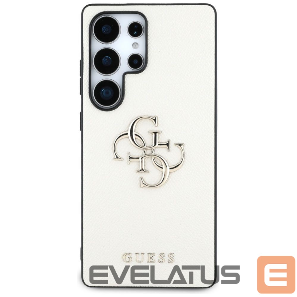 Citas preces Guess Guess Grained Big 4G Logo Small Classic Logo Case for Samsung Galaxy S25 Ultra beige