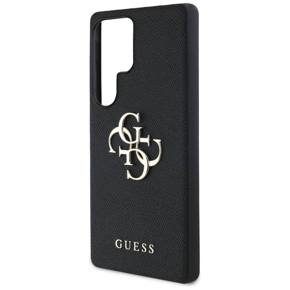 Citas preces Guess Guess Grained Big 4G Logo Small Classic Logo case for Samsung Galaxy S25 Ultra black
