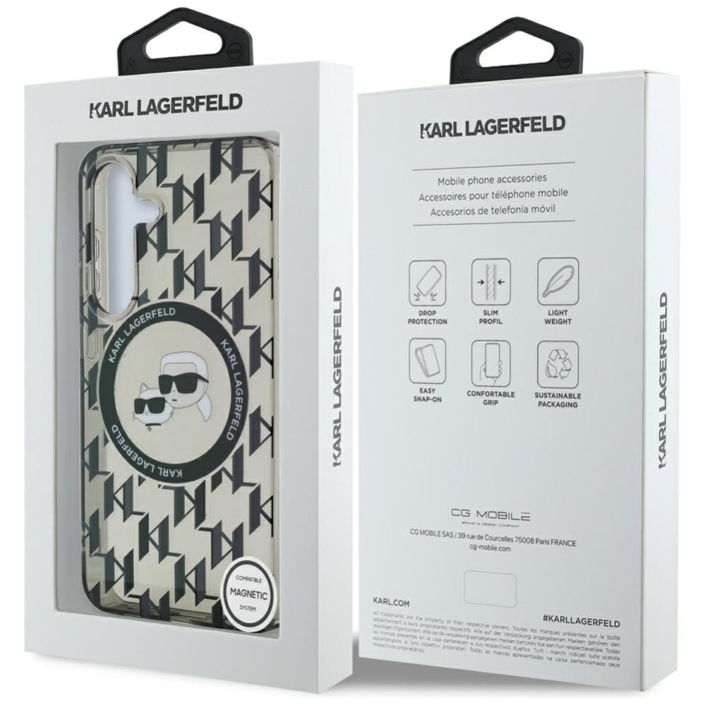 Muud kaubad Karl Lagerfeld Case Karl Lagerfeld Button Karl&Choupette Heads On KL Pattern MagSafe Samsung Galaxy S25 black