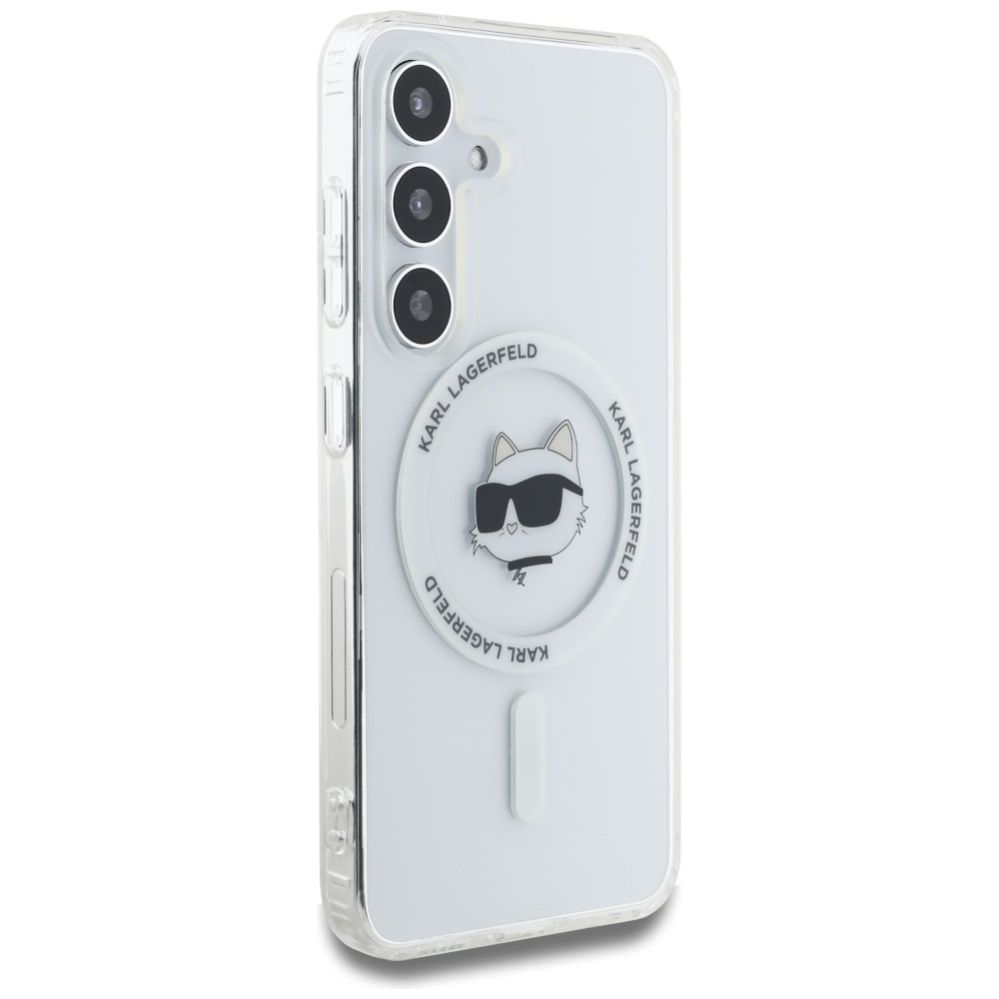 Kitos prekės Karl Lagerfeld Case Karl Lagerfeld Button Choupette Head Printed Logo MagSafe Samsung Galaxy S25 white